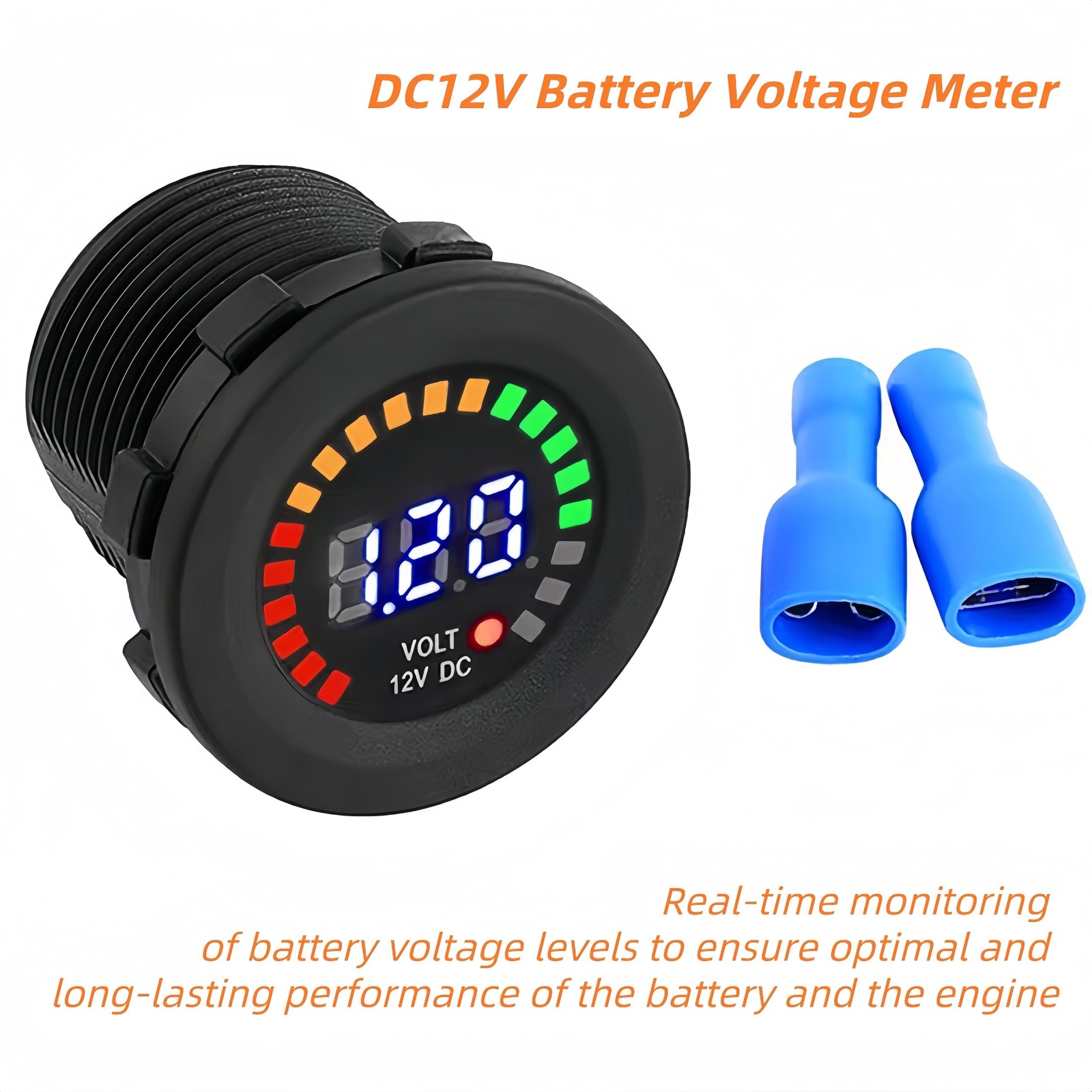 2PCS DC12V Battery Voltage Meter, LED Digital Display Car Voltmeter, IP65 Wat...