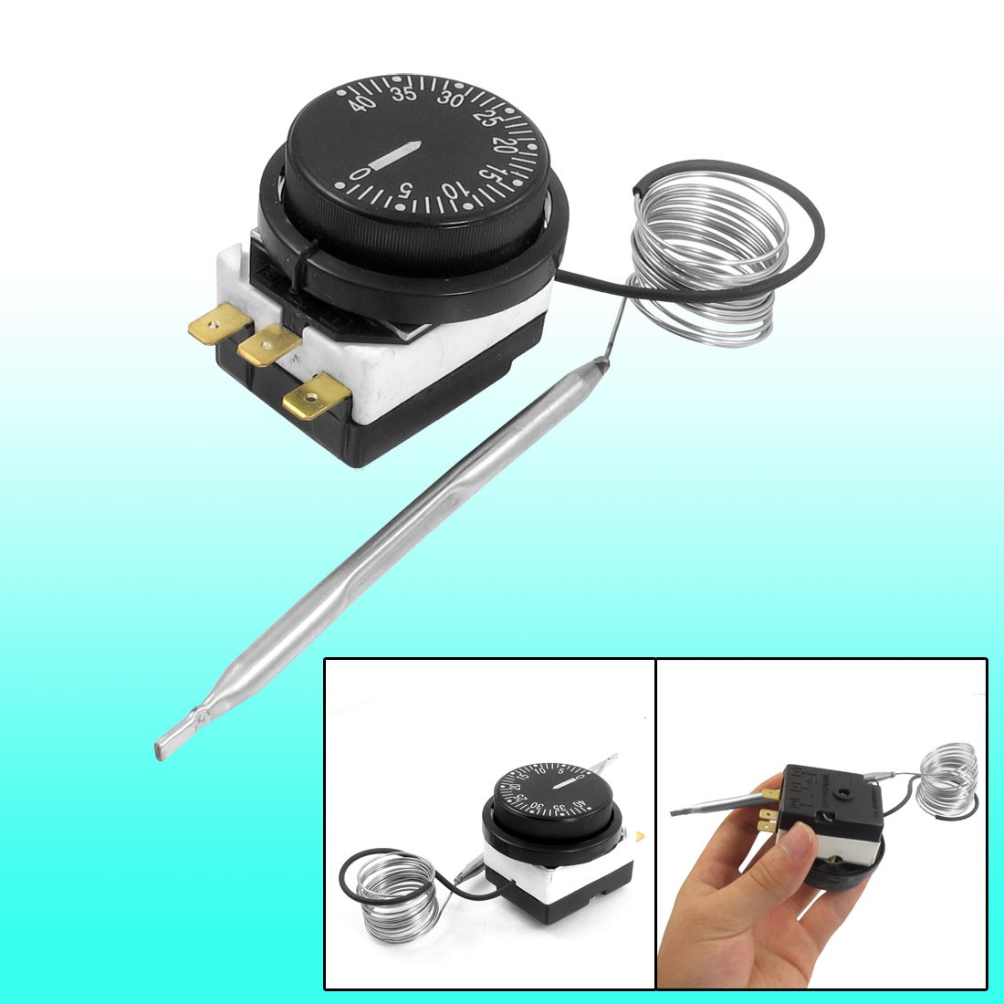 1NC 1NO AC 250V 16A 0-40C Temperature Thermostat Switch Sensor w 57.1" Capillary