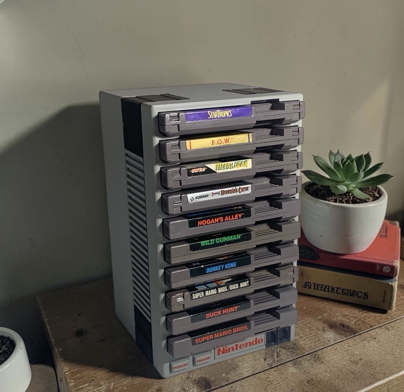 NES Game Cartridge Storage Tower Holds 10 Games Nintendo 3D Printed Rack