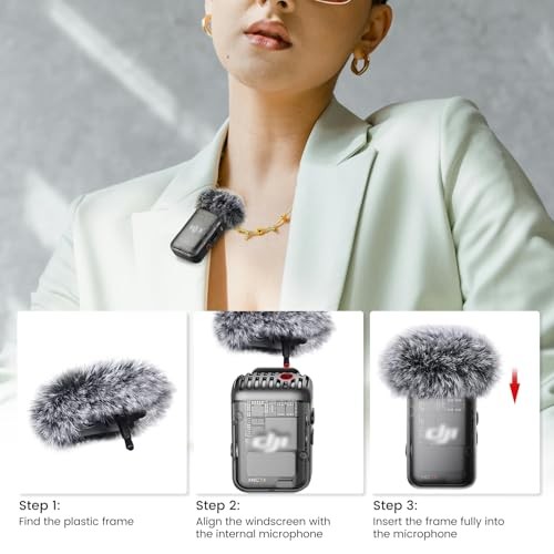 2-Pack Microphone Windscreen for DJI Mic 2 Transmitter (TX), Furry Wind Muff for