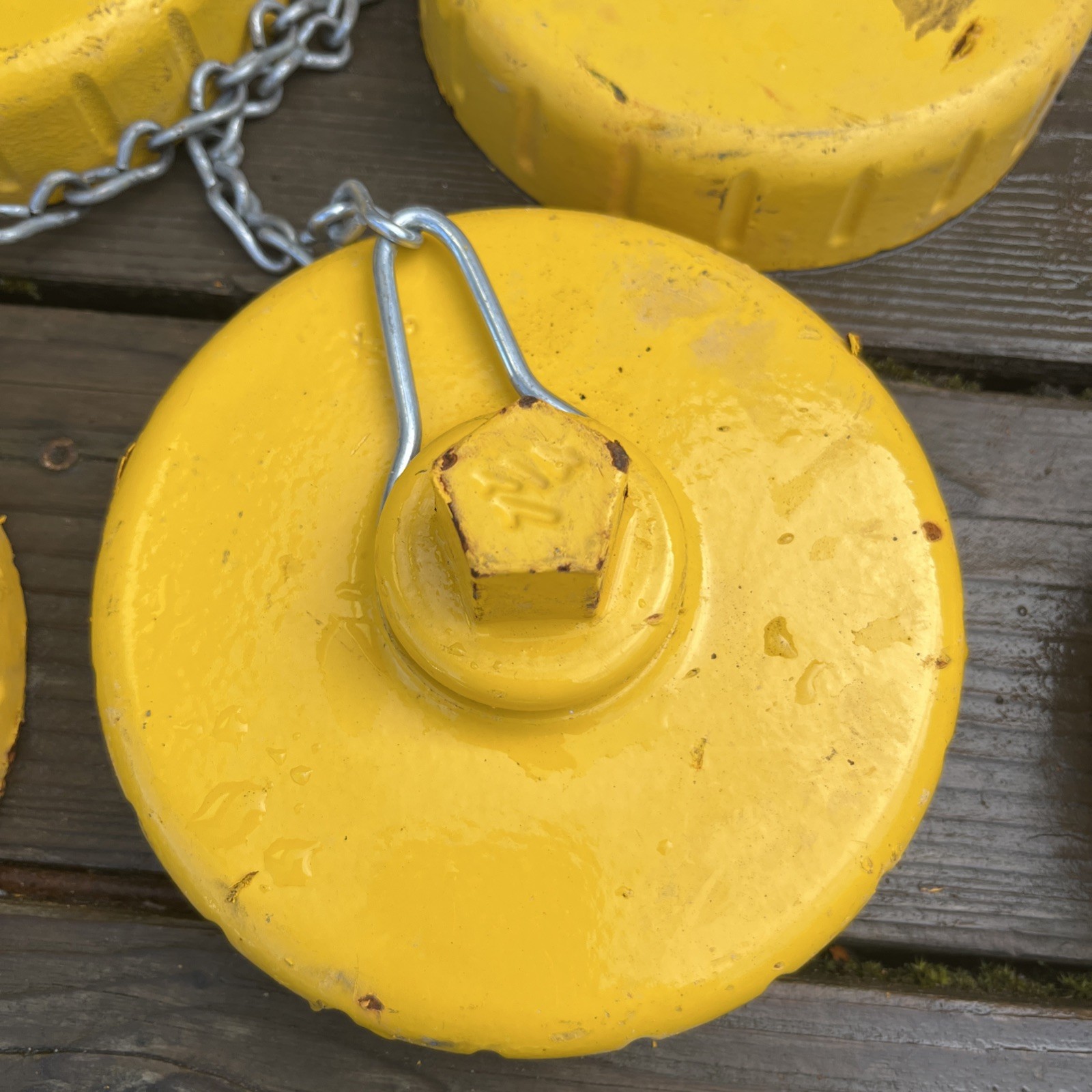 Fire Hydrant Cap With Chain Yellow Color Cast Iron NST Sold Individually