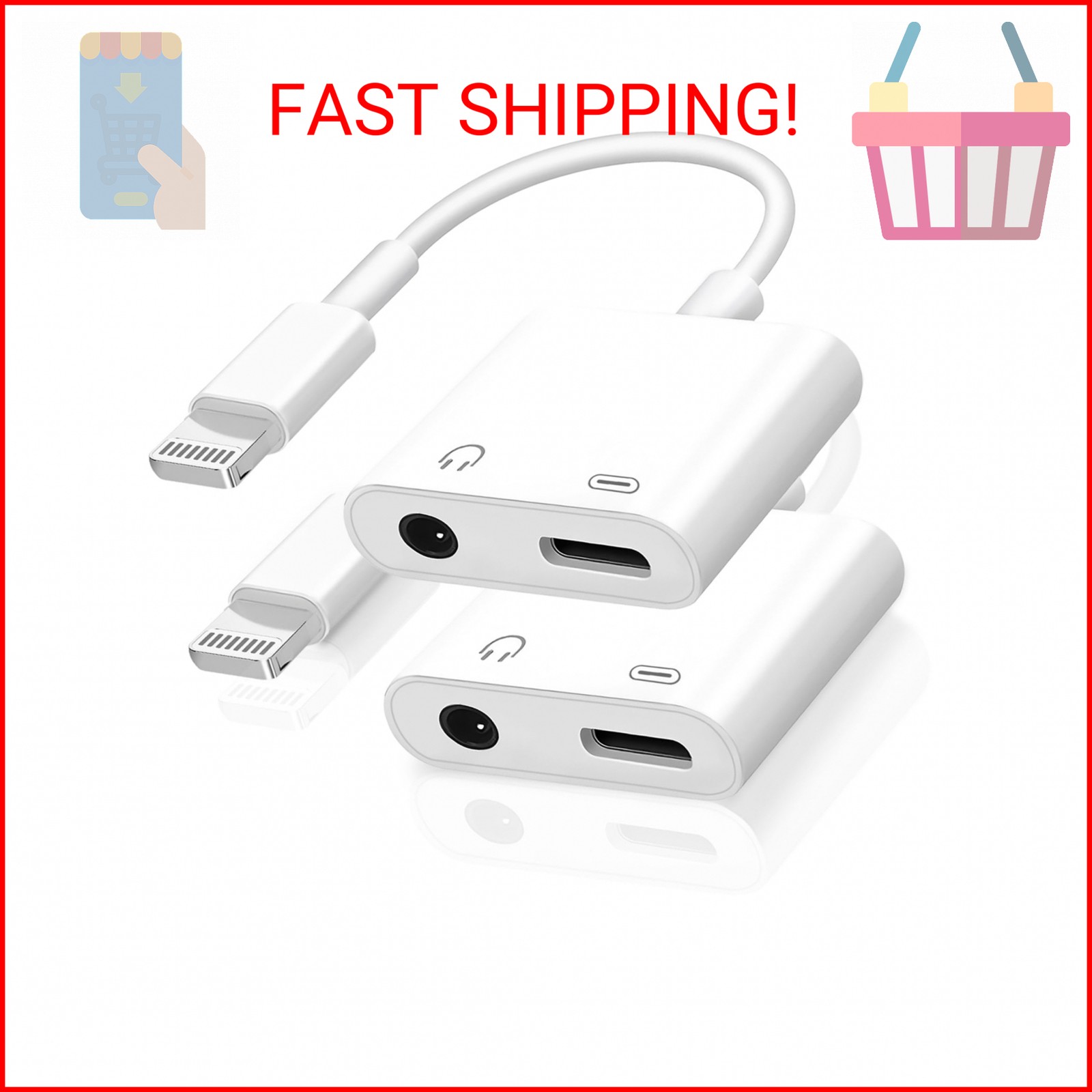 [Apple MFi Certified] 2-in-1 Charging & Audio Adapter for iPhone, Lightning to 3