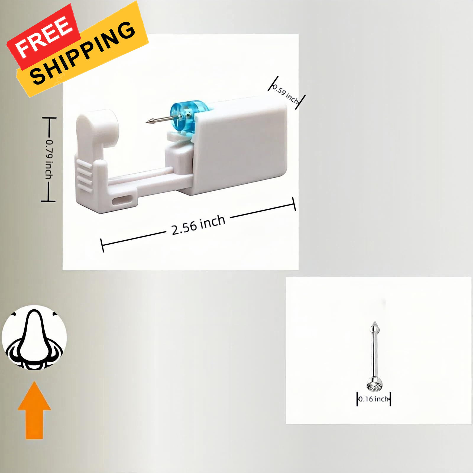 Geettcaifu 2 Pack Nose Piercing Gun, Disposable Self Kit with White