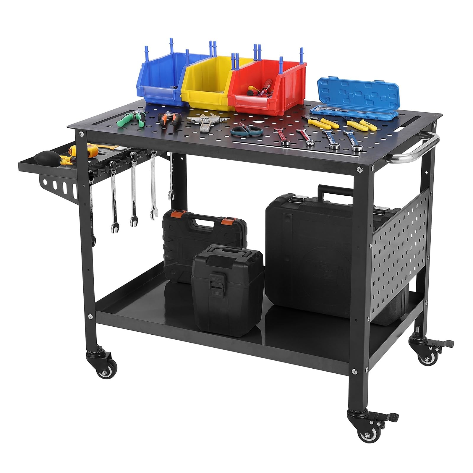 Portable Steel Welding Table ,36"x24" Heavy Duty Welding Workbench with Wheels