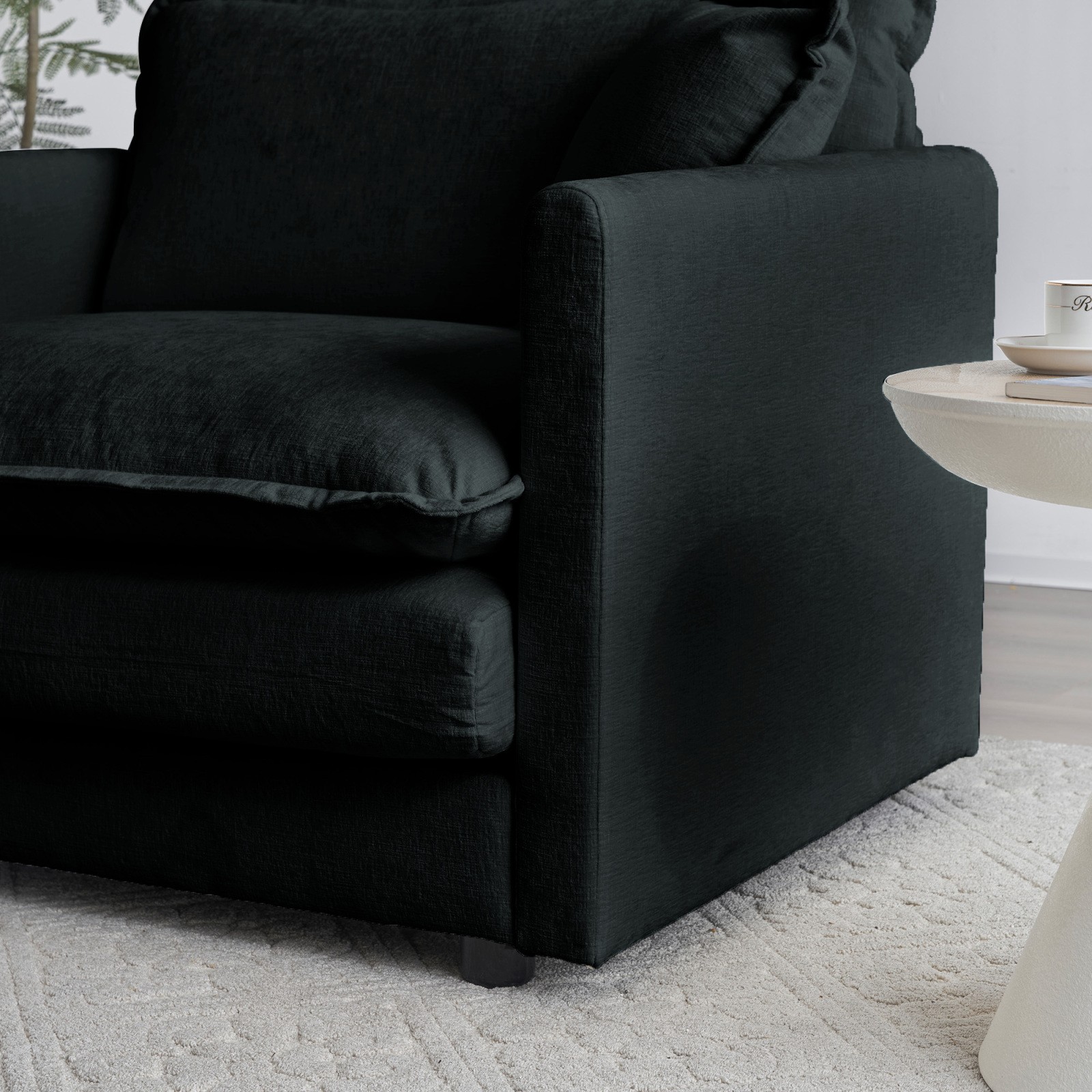 Chenille Ottoman Footrest for 2, 3, 4 Seater Sofas, Black