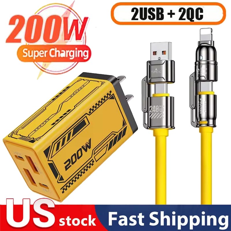 200W Gan Multi Port Charger Dual PD USB For Samsung Iphone Charger Fast Charging