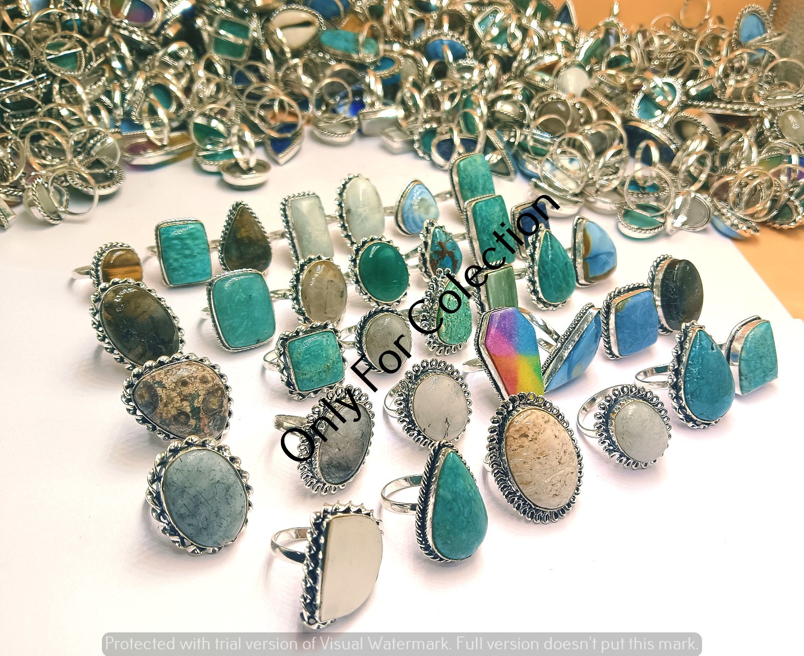 Amzonite & Mix Rings Lot 925 Sterling Silver Plated Gemstone Wholesale Jewelry