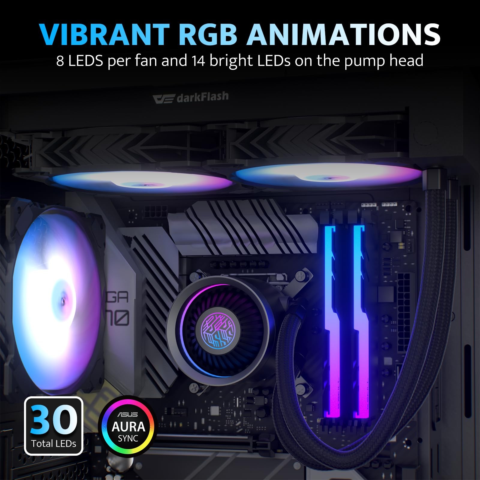 Darkflash Dn240A Aio Cpu Liquid Cooler High-Performance Pump Argb Sync Pwm Fans