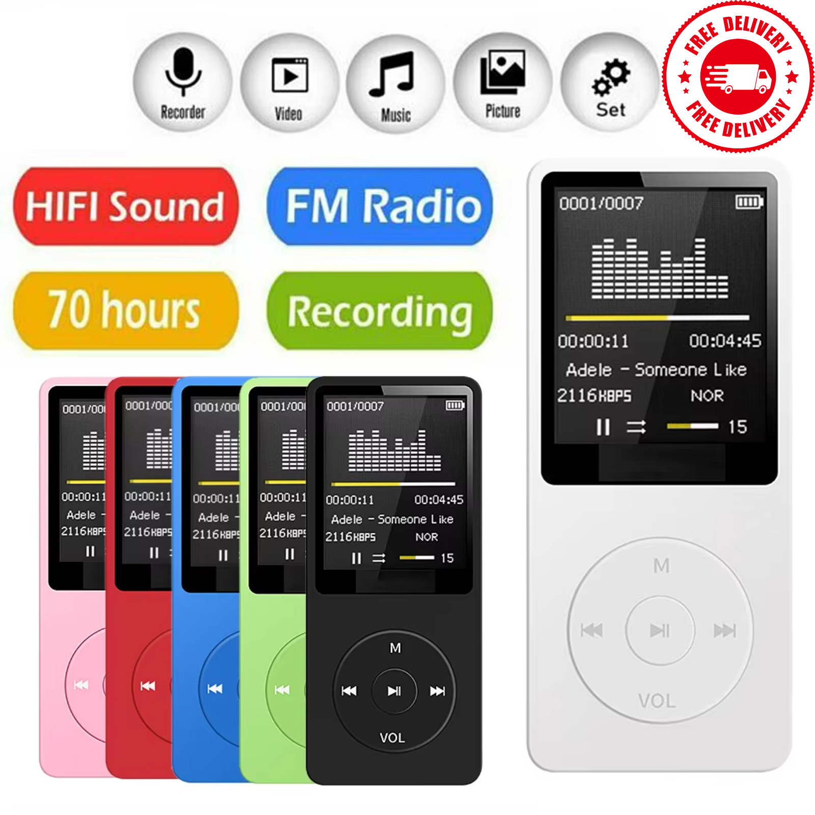 Bluetooth-compatible Mp3 Music Player Lossless Portable Fm Radio Walkman Mp3