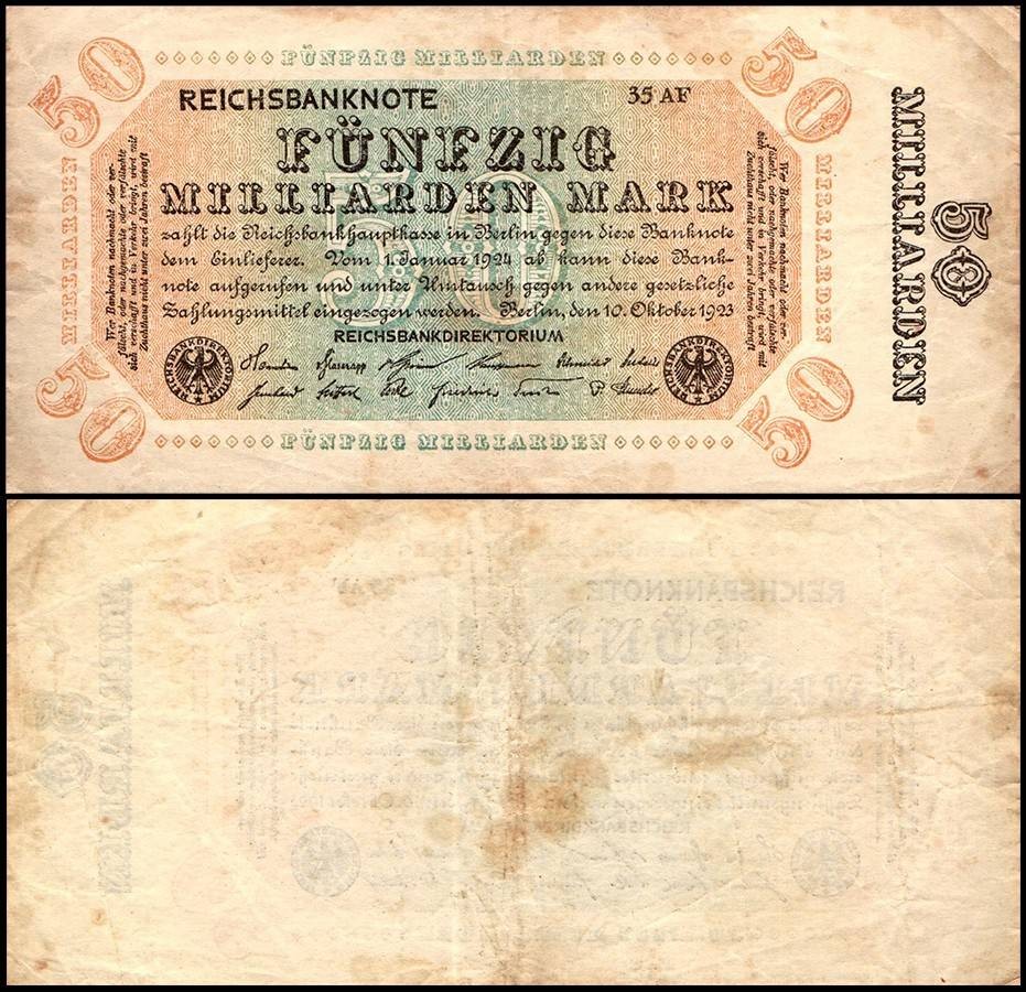 Germany 50 Milliarden - Billion Mark, 1923, P-119, Used