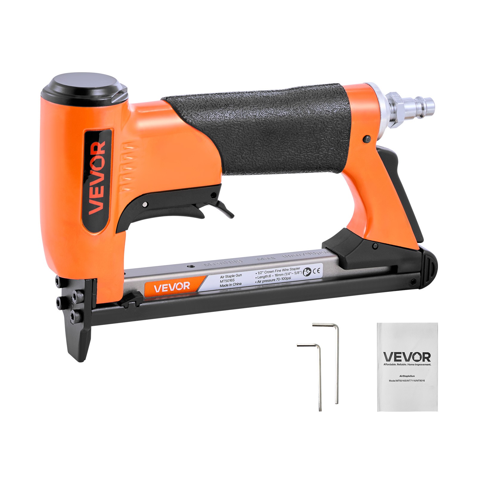 VEVOR Pneumatic Staple Gun 20 Gauge for 50 Series Fine Wire Staples 1/2" Crown