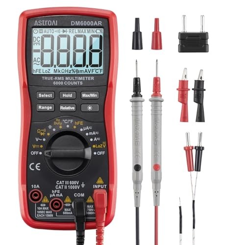 Digital Multimeter, True RMS 6000 Counts Auto-Ranging Volt Black - Multimeter