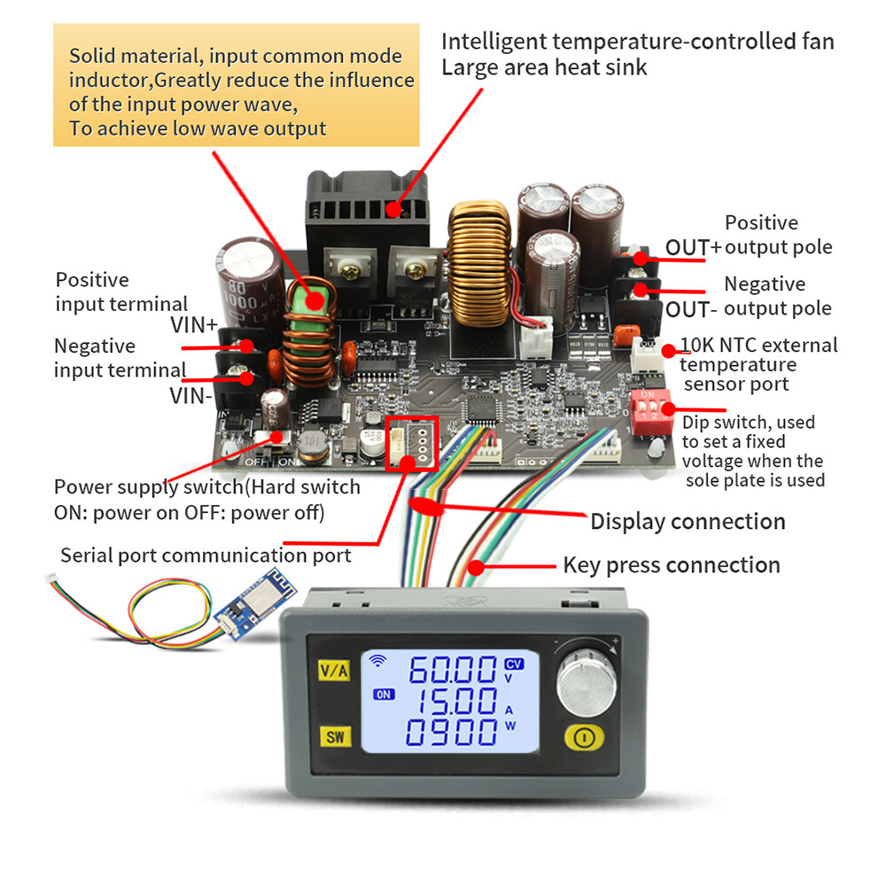 XY6015L 15A 900W DC6-70V Power Supply CNC DC Voltage Regulator Step down Module