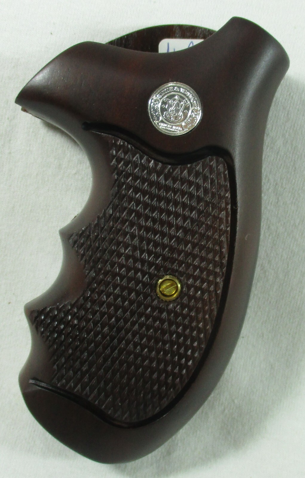 New, wood checkered grips For Smith&Wesson Revolvers, N Frame Round Butt