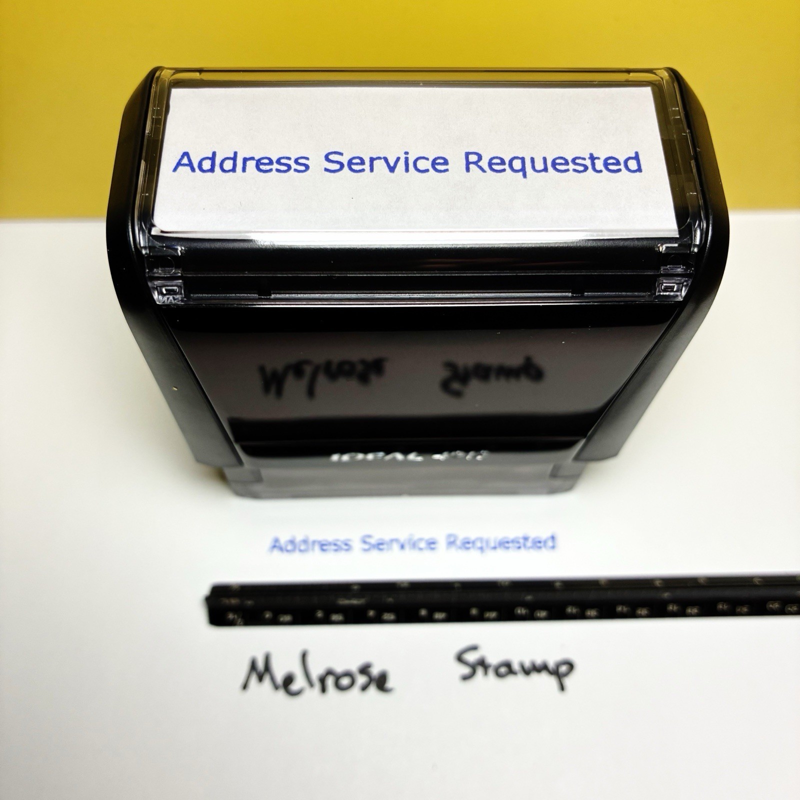 Address Service Requested Self Inking Rubber Stamp Blue Ink Ideal 4913