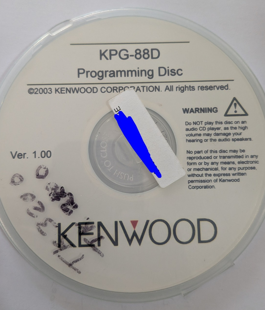 Kenwood KPG-88D  Programming Disc Software CD Ver 1.00