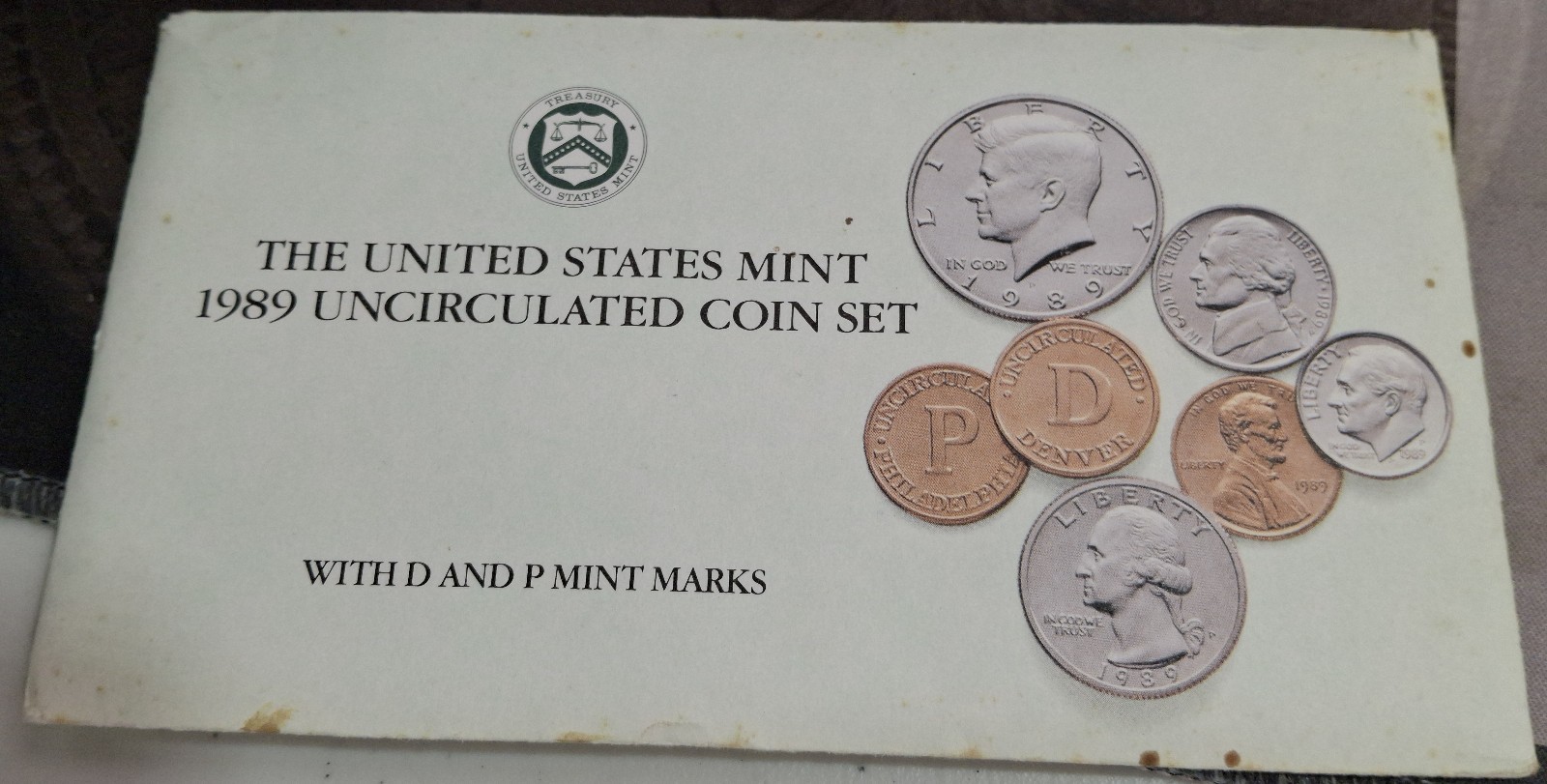 1989 Uncirculated Coin Set, Packaging ERROR, Missing "P" Cent, Sealed