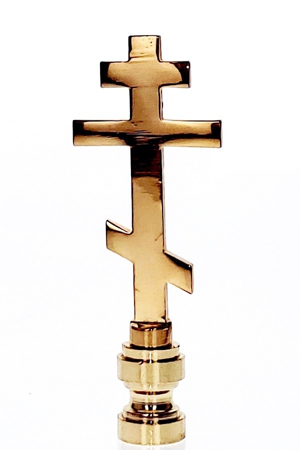 Art Finial - Brass Orthodox Cross, Set of 2 - Religious Art for your Lamps!