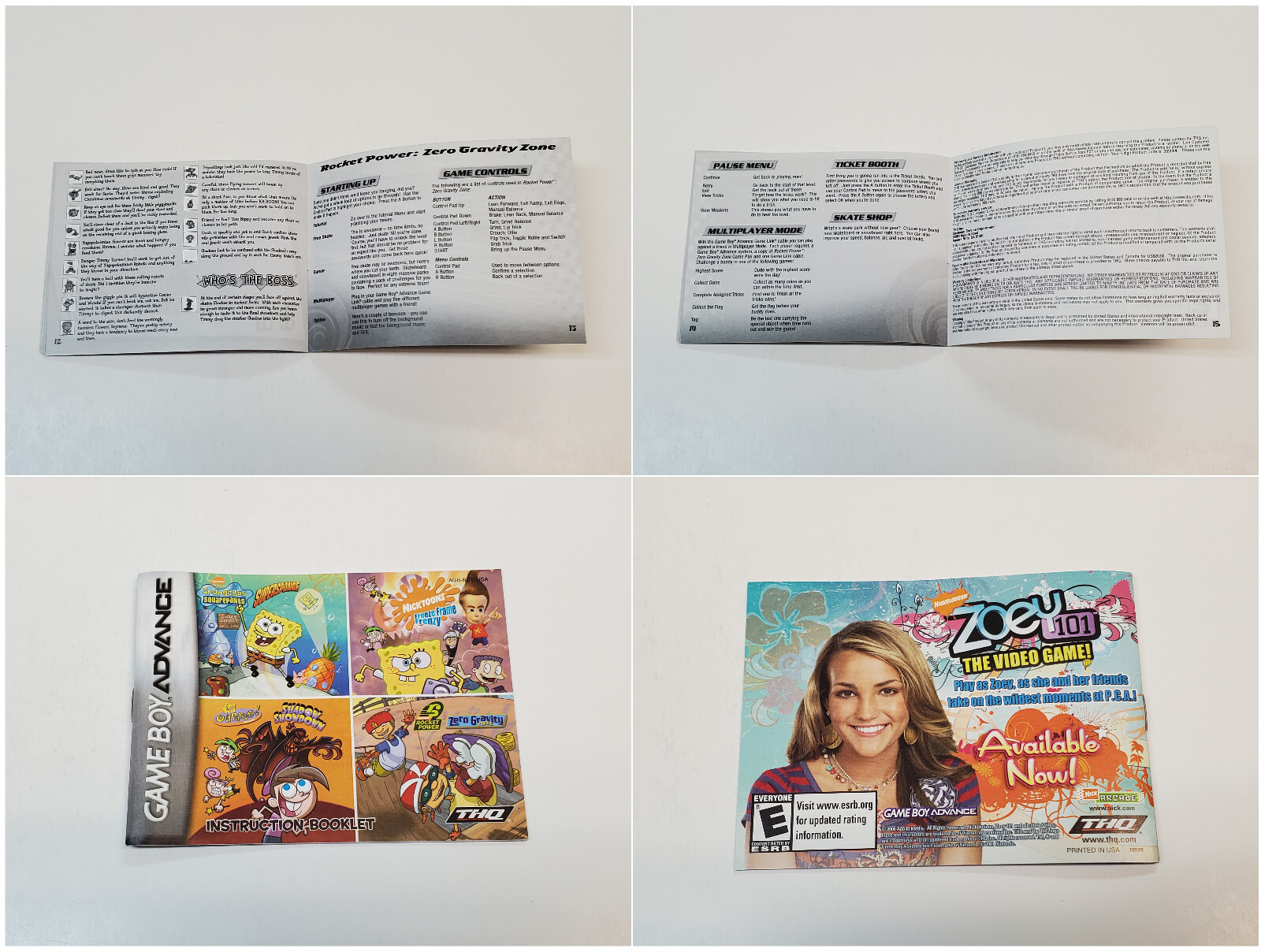Nickelodeon 4 Games on One Game Pack GBA Authentic Box & Manual Only *