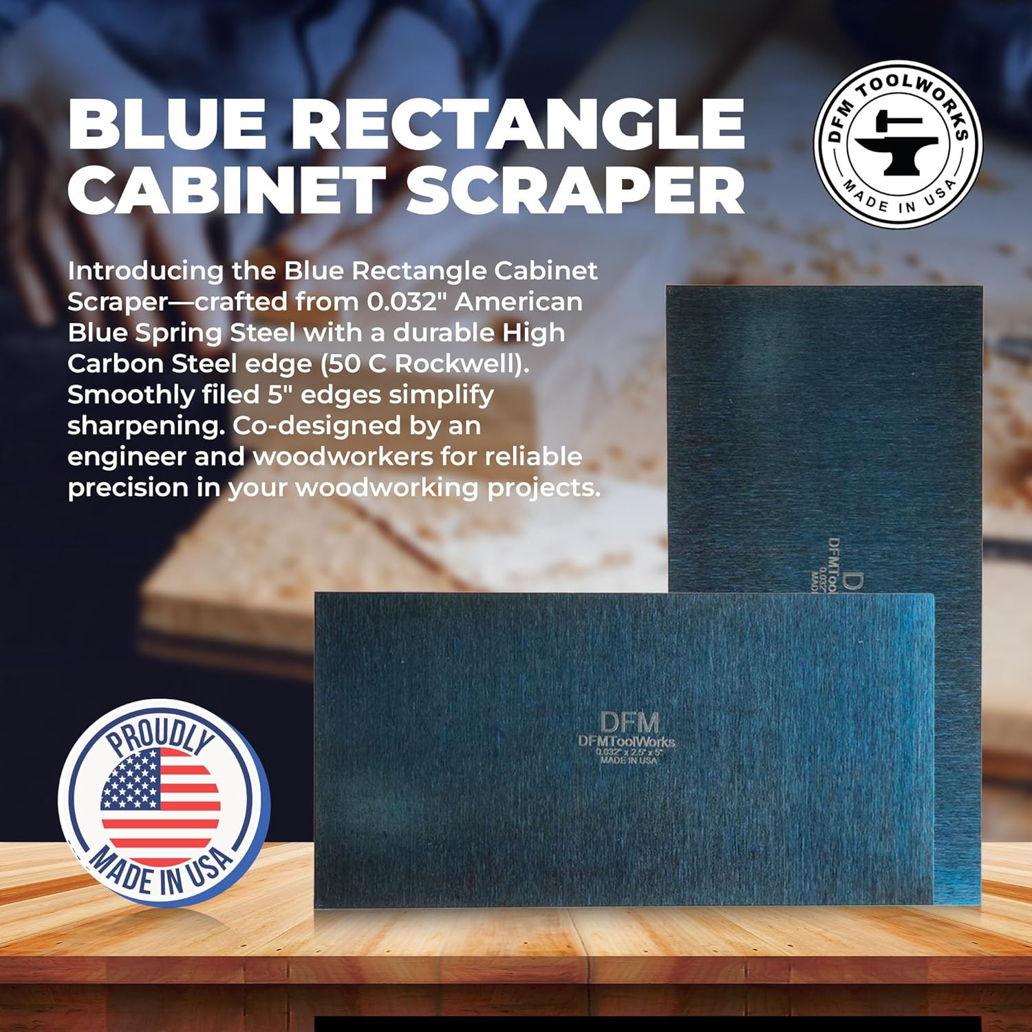 DFM Tool Works Rectangle Card Scraper - Precision Cabinet Multi-Use Scraper for
