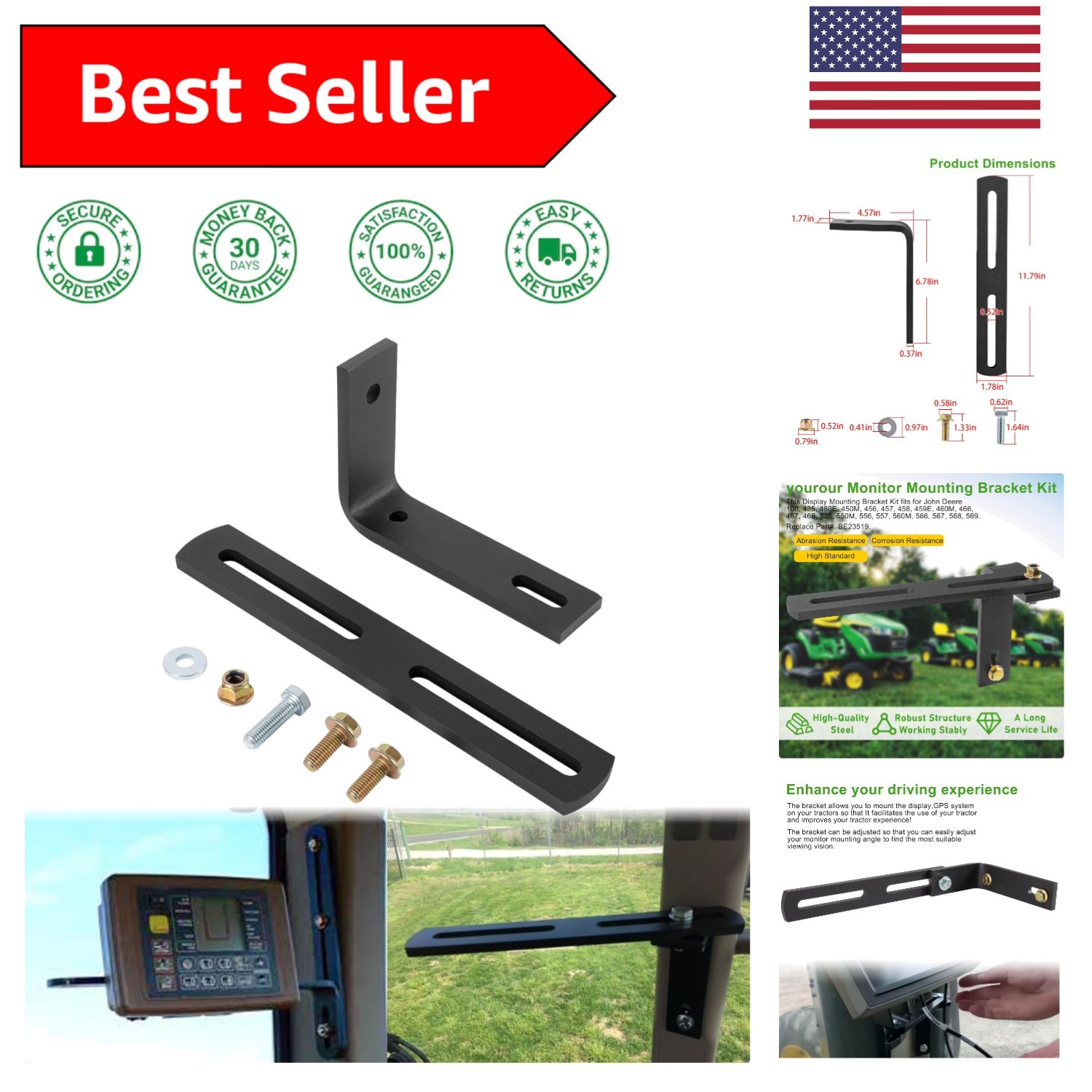 Versatile Monitor Mounting Bracket for Enhanced Tractor Display Functionality