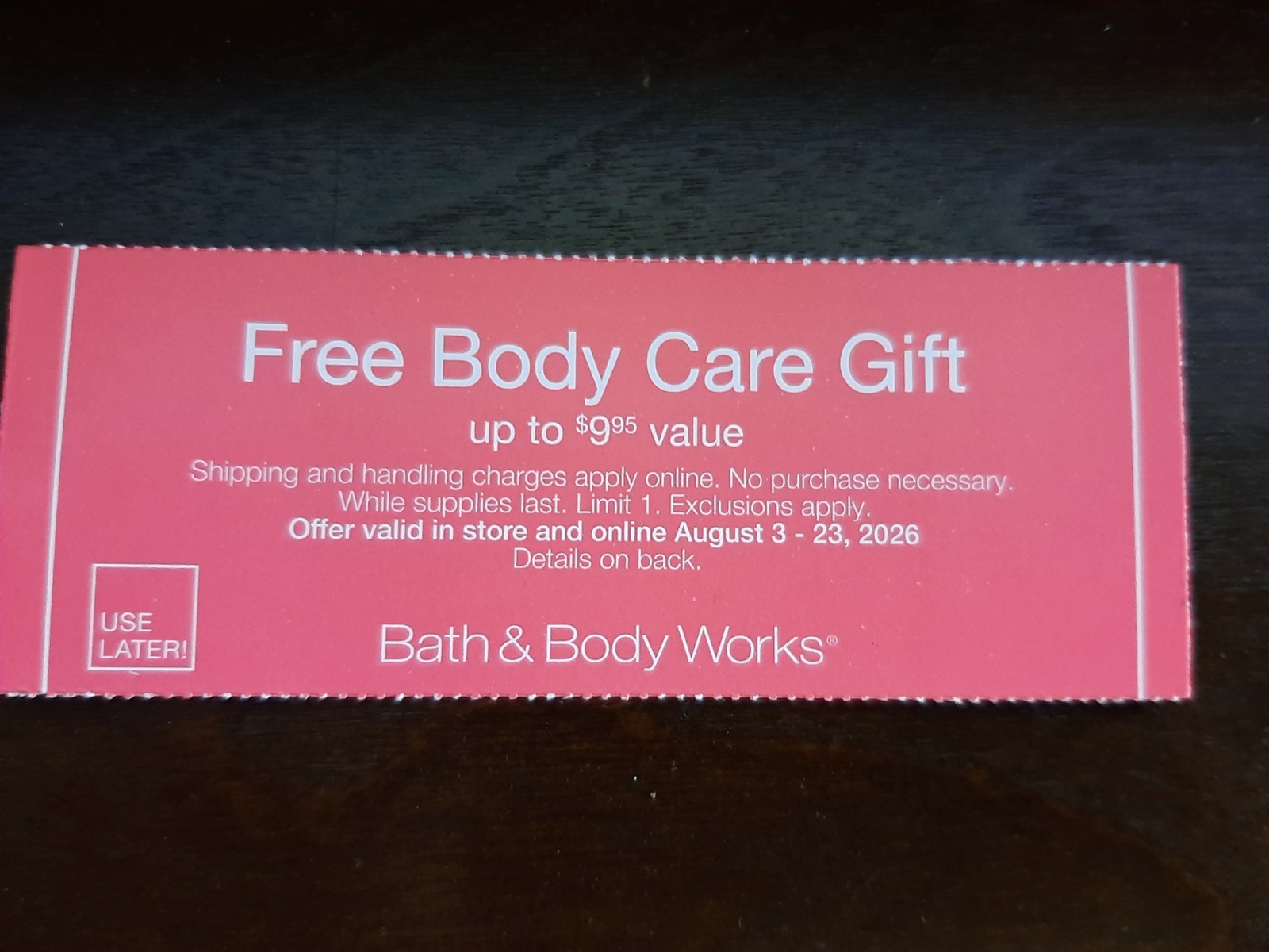 BATH & BODY WORKS BODY CARE ITEM $9.95 VALUE