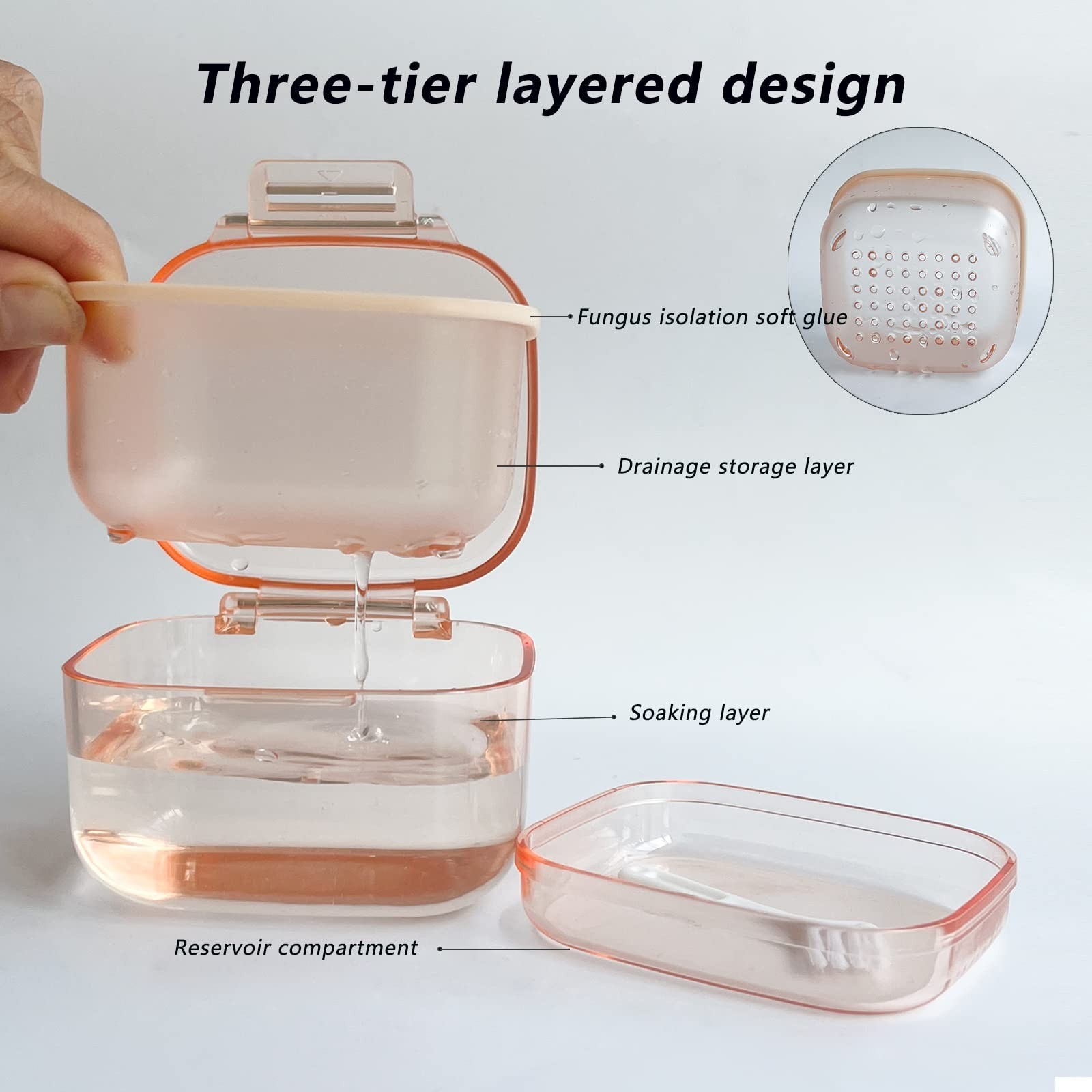 Denture Bath Box , Denture Case,Retainer cup,Three-Layer Separation Retainer ...