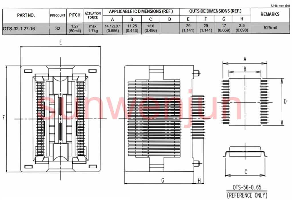 CNV-SOP-DIP32 ENPLAS SOP32/SO32/SOIC32 TO DIP32 IC Socket Programmer Adapter