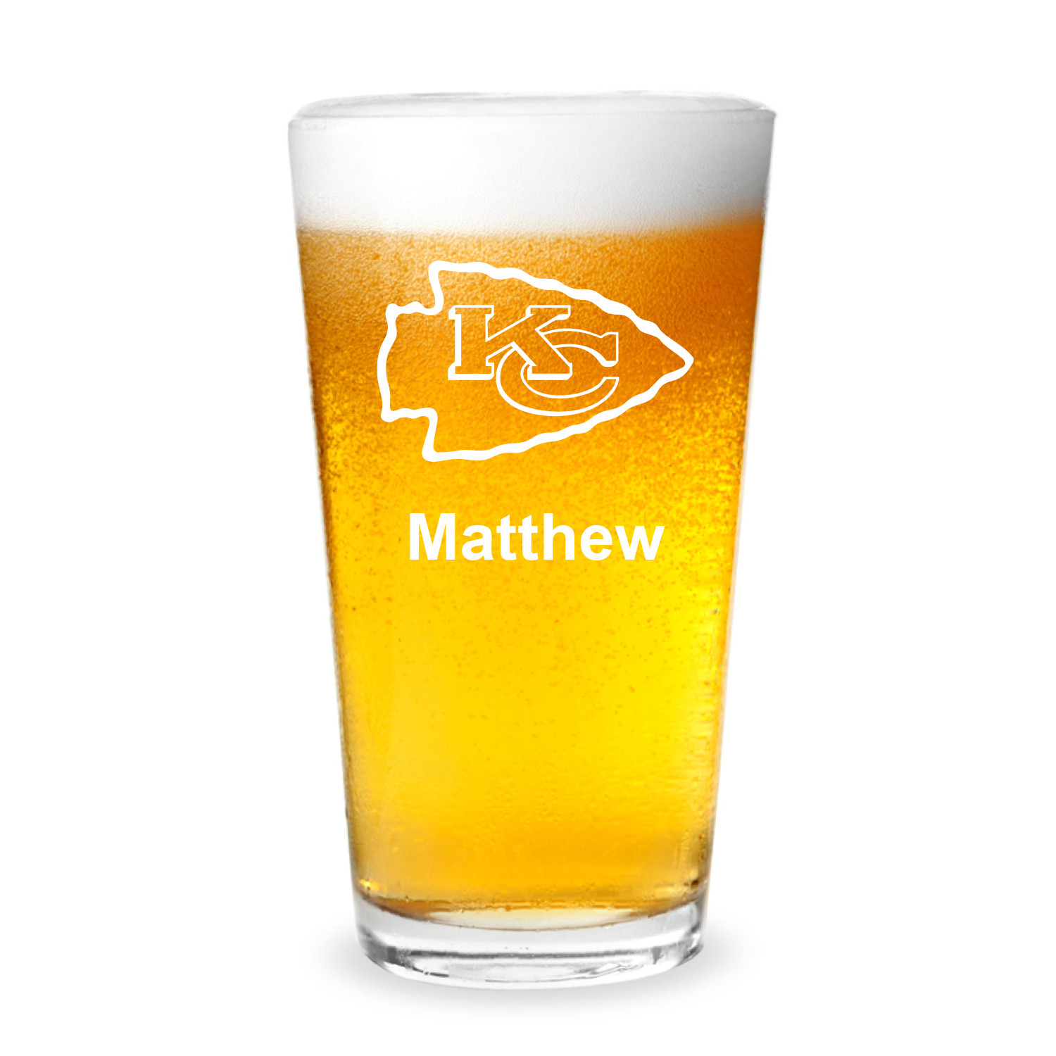 Kansas City Chiefs Football Personalized Engraved 16 oz Beer Pint Glass