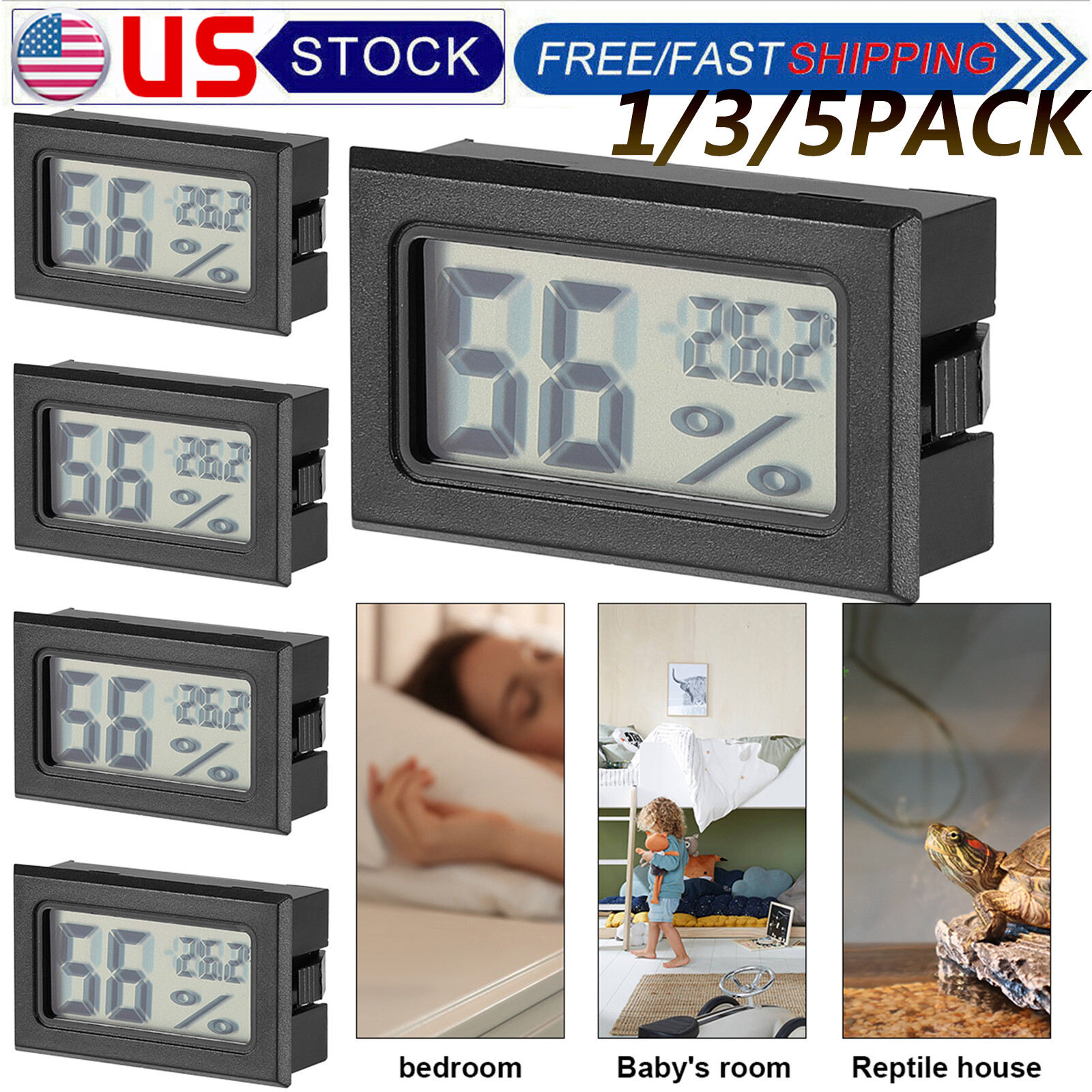 Digital LCD Indoor Temperature Humidity Meter Thermometer Fahrenheit Hygrometer