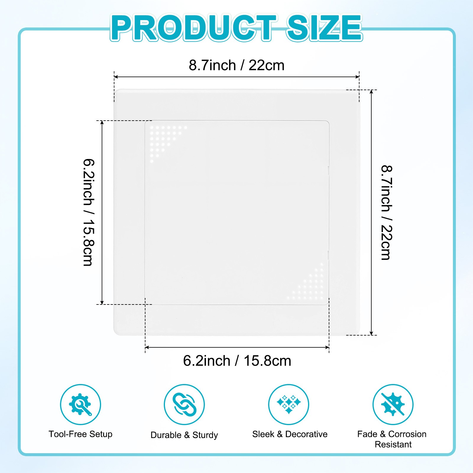 1-Pack Access Panel for Drywall, 6x6" Plastic Removable [White, Vented Square]