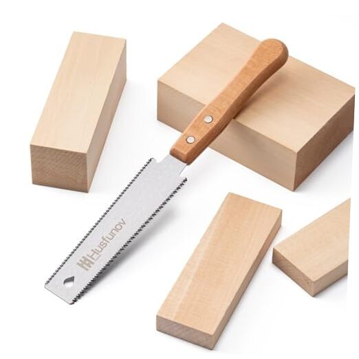 Husfunov Japanese Hand Saw, 6 Inch Pull Saw with Double Edges of Double-Edge