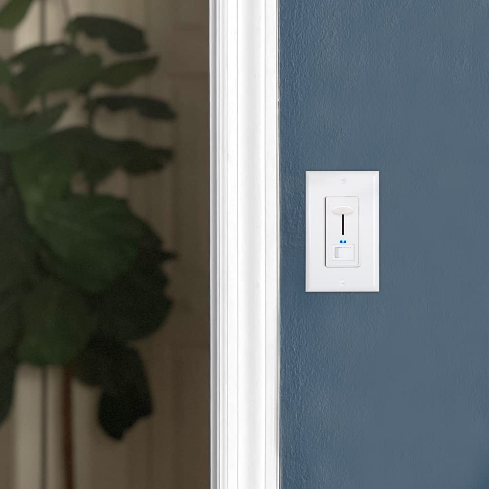 Dimmable Light Switch, Blue Indicator, 600 Watt, LED Bulb Compatible, White