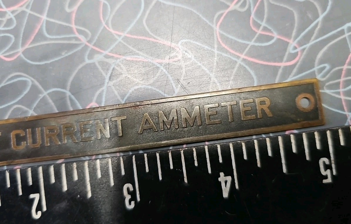 GE "Direct Current Ammeter" Emblem Badge Nameplate Sign