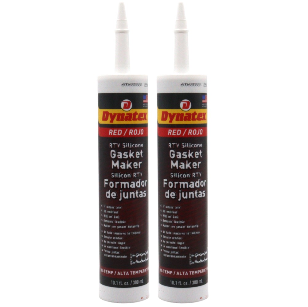 Dynatex Red Hi-Temp RTV Gasket Maker 10.1oz Tube - Sensor Safe, 650°F (2-Pack)