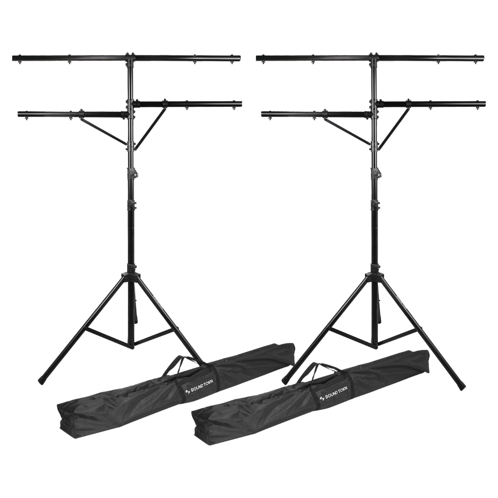 Sound Town 2-Pack 12 ft Adjust DJ Lighting Stand, Holds 6 Cans (STLS-M12-PAIR)