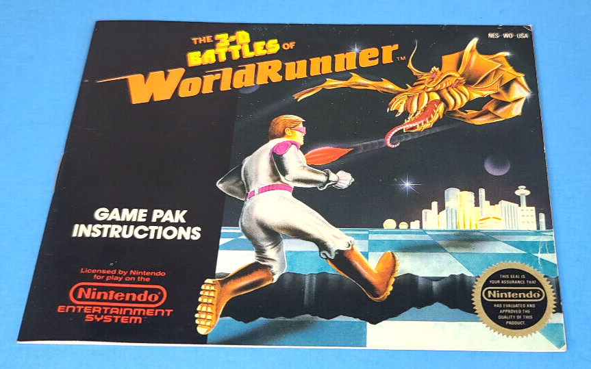 3-D WorldRunner Nintendo NES, 1987 ORIGINAL Cartridge MANUAL  Booklet ONLY