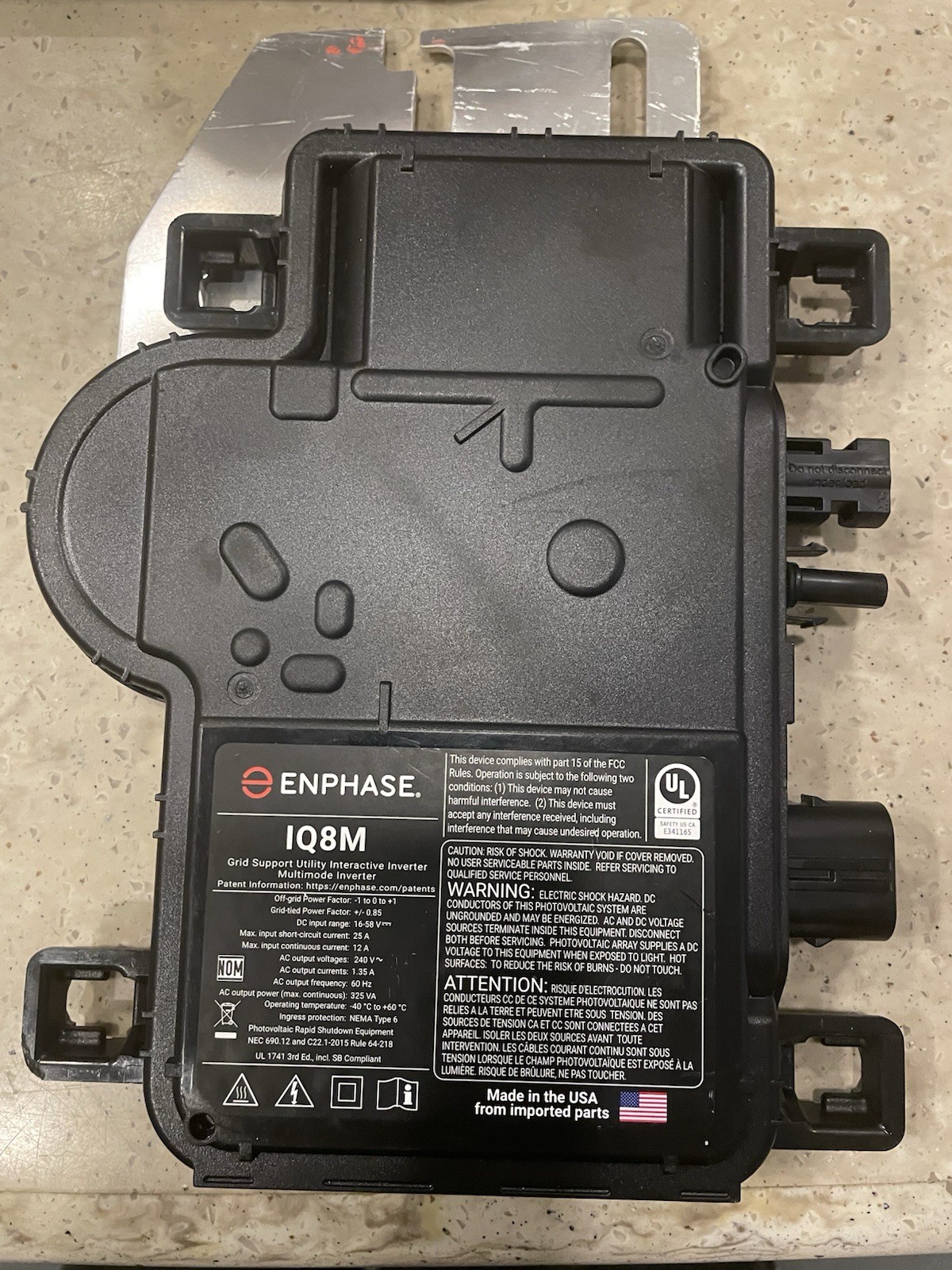 Enphase IQ8M Microinverter MC4 Connector Rapid Shutdown Equipment - Black