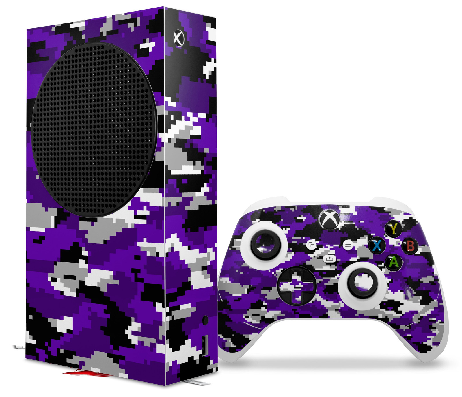 Skin Wrap for XBOX Series S Console Controller Digital Camo Purple