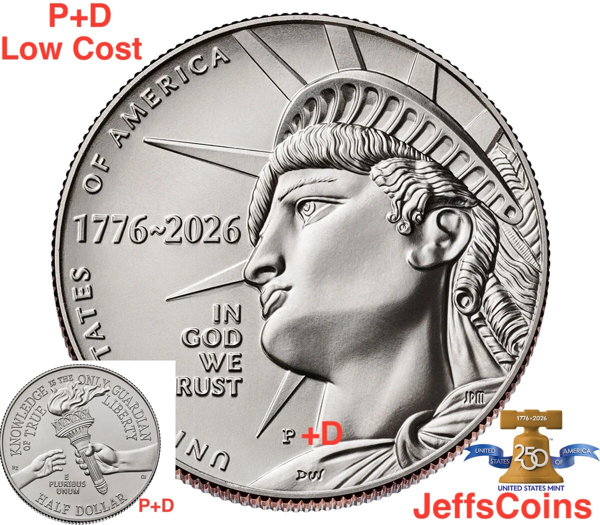 2026 P&D Enduring Liberty Half Dollar PD via US MINT ROLL 1776 50¢ 2 Low Cost