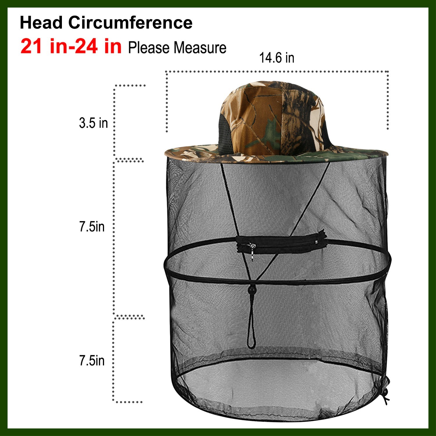 Outdoor Insect Proof Head Net Hat Breathable Mesh Face Protection for Hiking