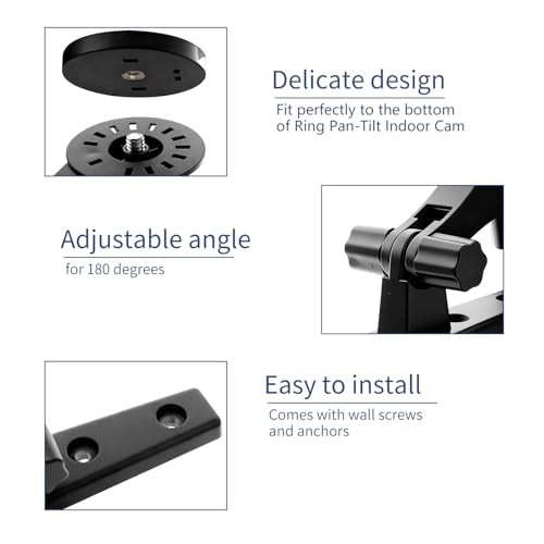 2 Pack Adjustable Wall Mount Compatible with Ring Pan-Tilt Indoor Camera Black