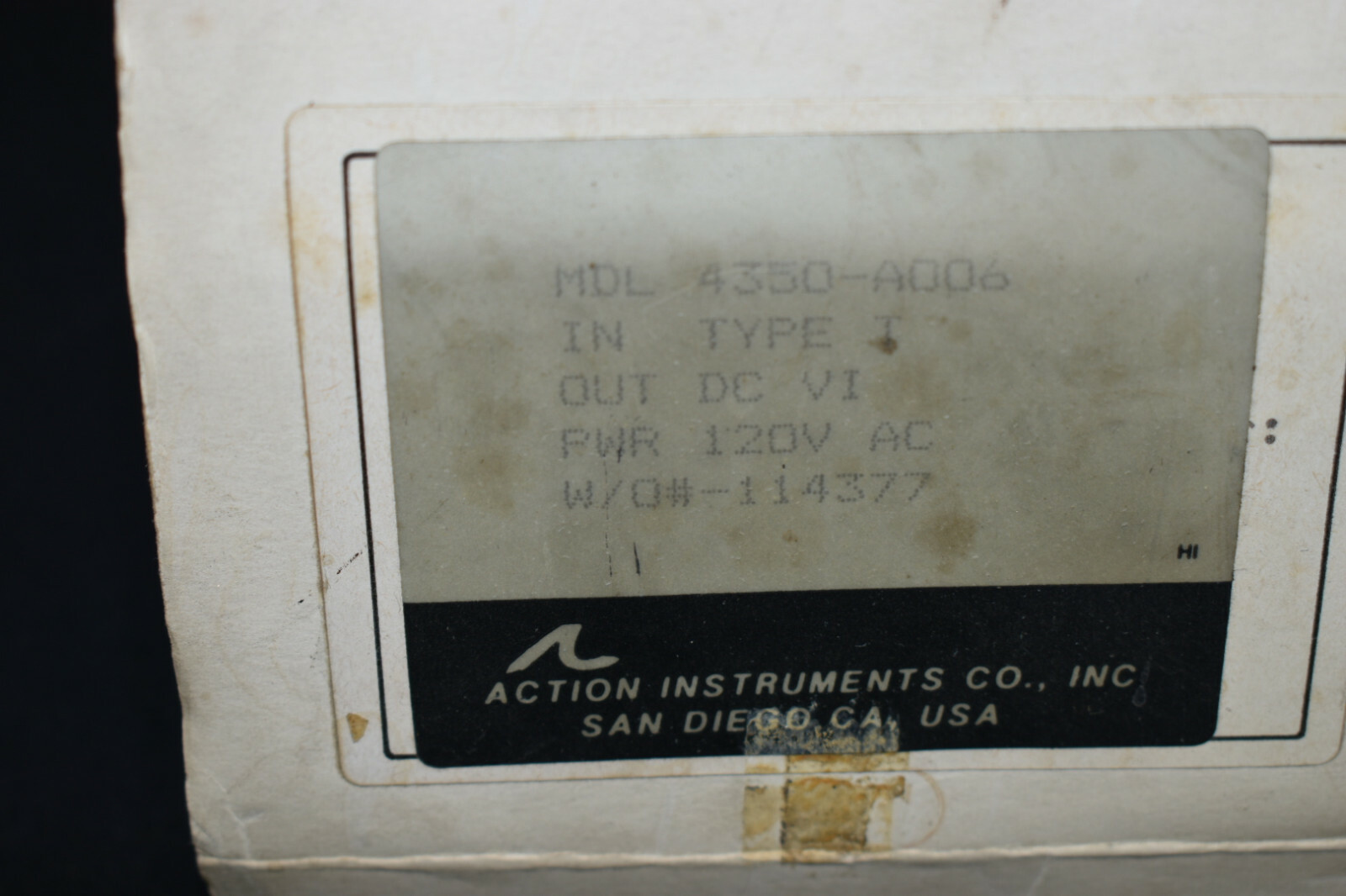 Action Pak 4350-A006 Programmable Isolating Transmitter Type-T 120VAC
