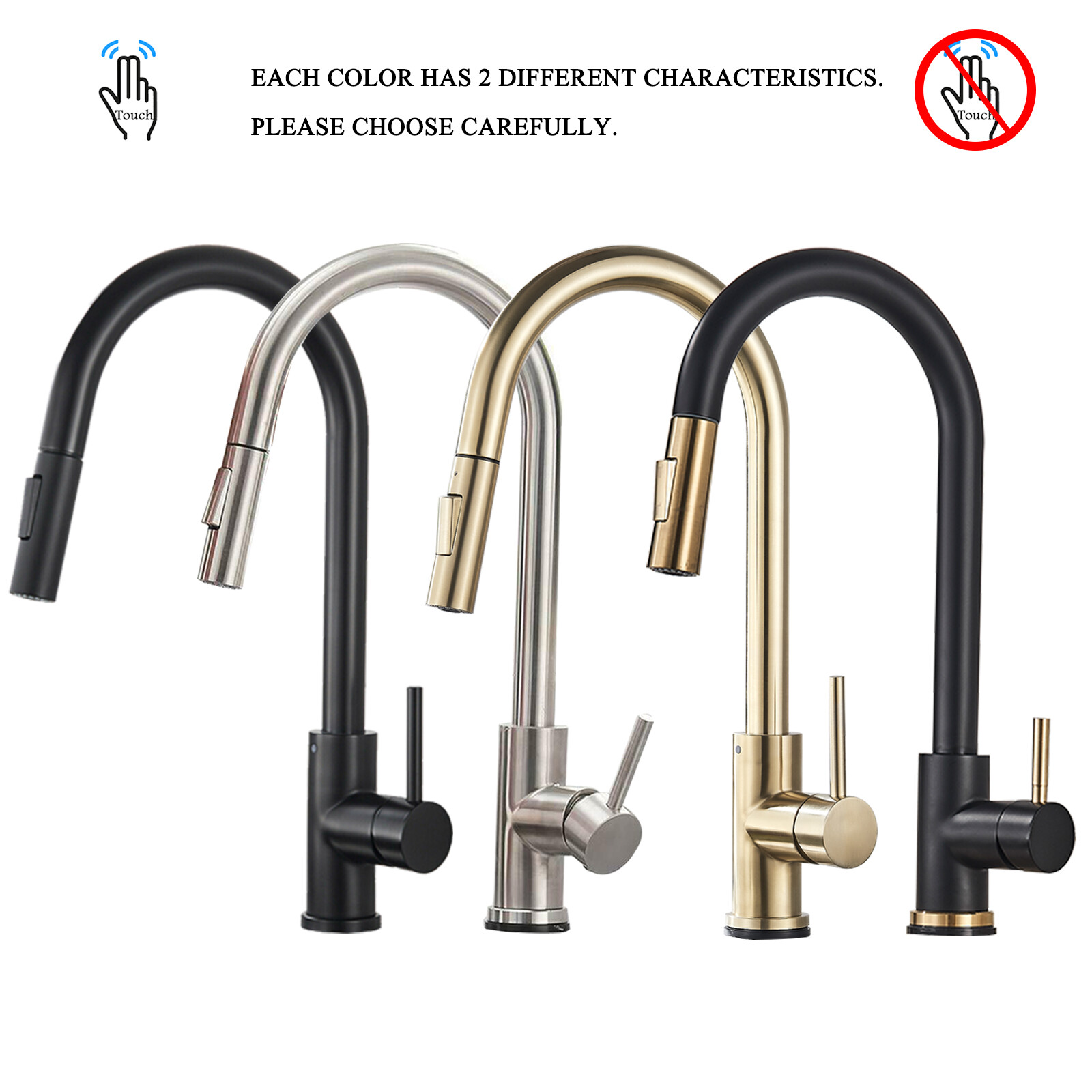Touch on kitchen faucet with Pull Down sprayer Automatic Sensor Sink Mixer Taps