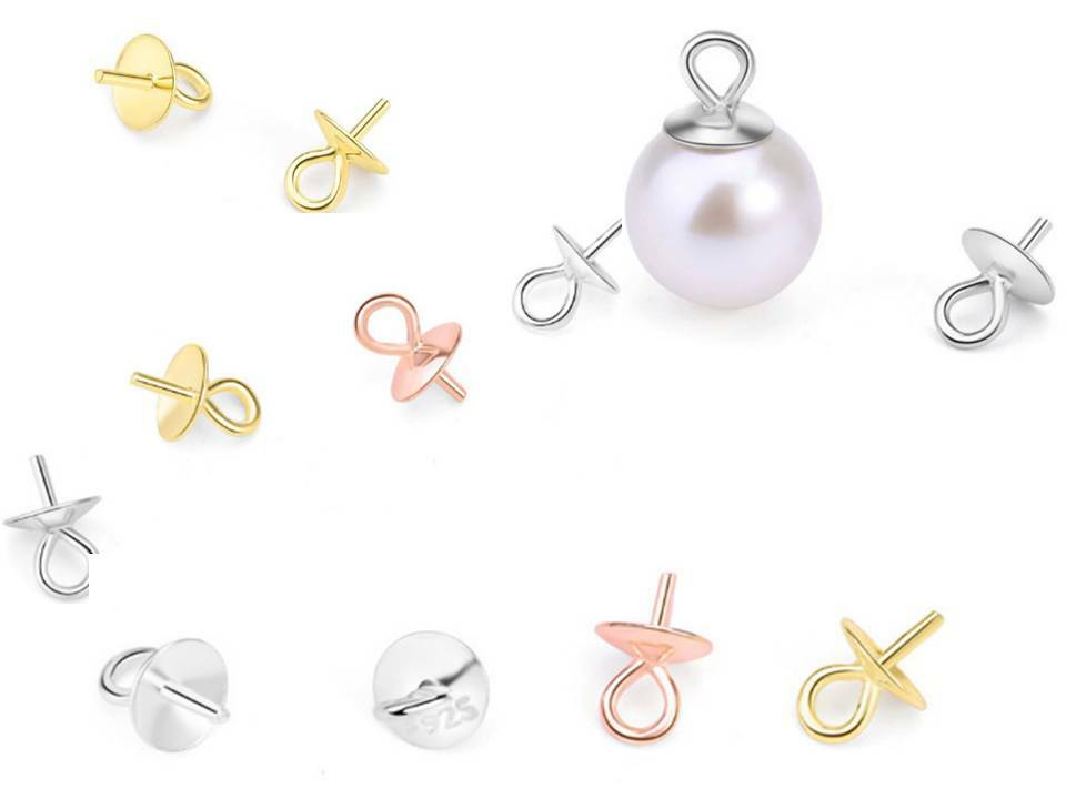 4 Pieces Genuine 925 Sterling Silver Pearl Earring Connectors Jewelry Findings