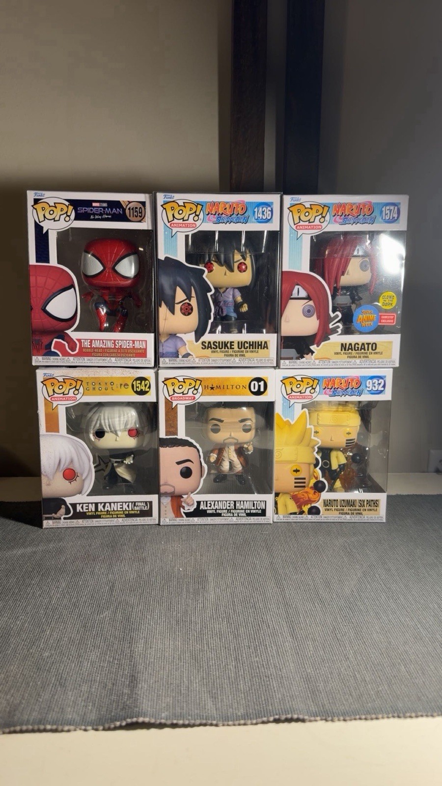 Funko Anime Edition Glow in the Dark Vinyl Lot Spider-Man, Naruto, Tokyo Ghoul