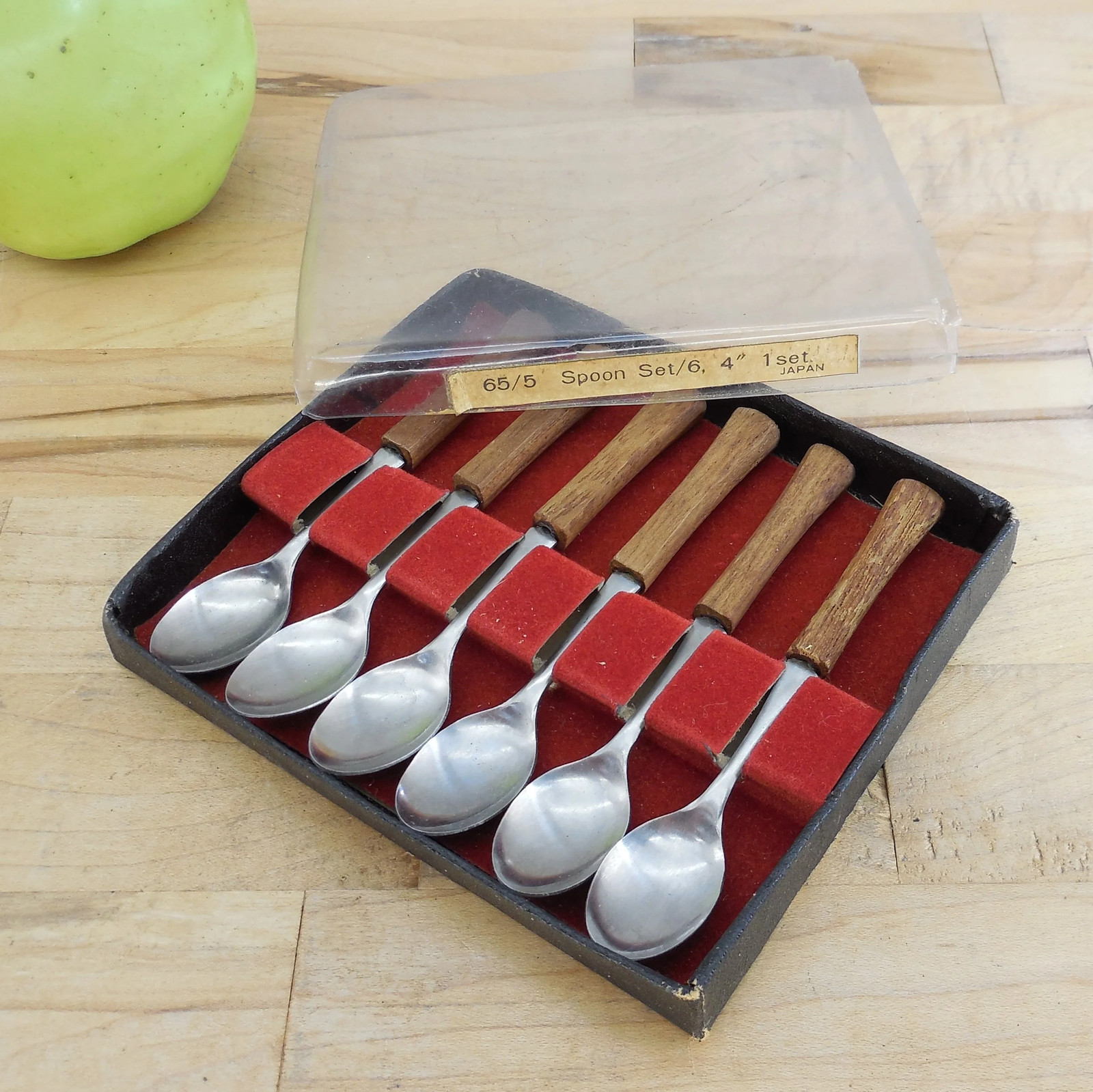 Unbranded Japan MCM Demitasse Stainless Spoon 6 Set Teak Handle