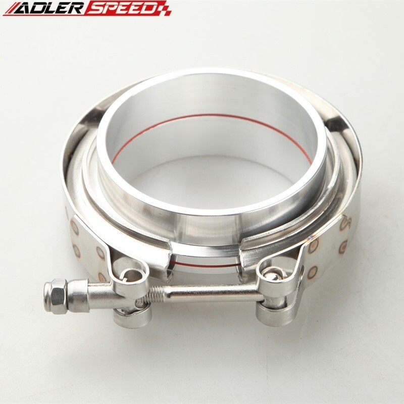 NEW 2.75'' Stainless Steel Turbo Exhaust V Band Clamp & Aluminum Flanges Kit US.