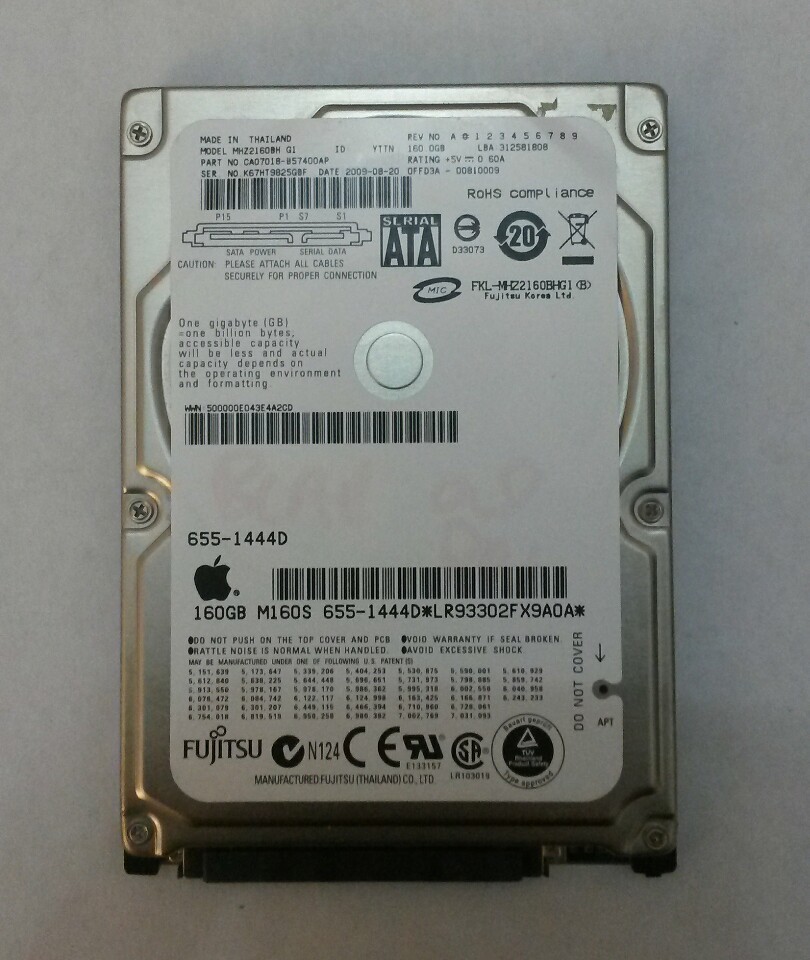 Fujitsu MHZ2160BH 160GB SATA Laptop Drive P/N:CA07018-B57400AP S/N:K67H9825GBF