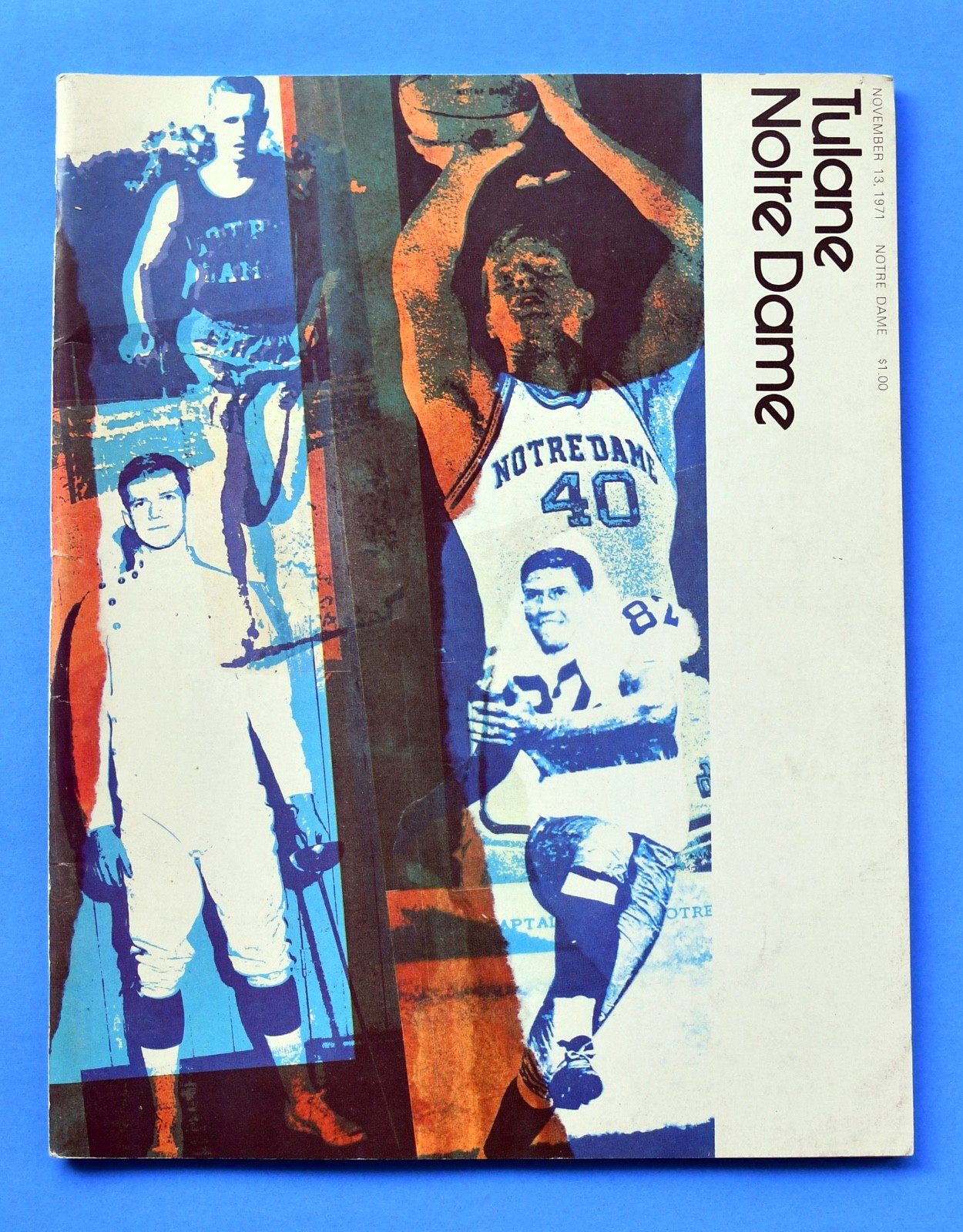 1971  Notre Dame Fighting Irish Football Program vs Tulane Green Wave.
